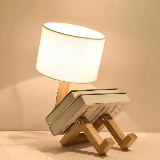 Nordic Wooden Robot Table Lamp - Luneo